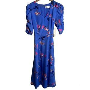 ELIZA J BLUE PINK FLORAL WOMEN SIZE 6 V-NECK DRESS BRAND NEW WITH TAGS